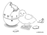 Chick hatched from an egg-shaped timer. - New Yorker Cartoon Premium Giclee Print by Wayne Bressler