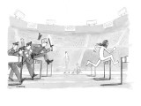 Police chasing naked streaker across Olympic track. - New Yorker Cartoon Premium Giclee Print by Jason Patterson