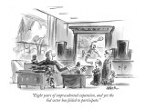 "Eight years of unprecedented expansion, and yet the kid sector has failed…" - New Yorker Cartoon Premium Giclee Print by Lee Lorenz