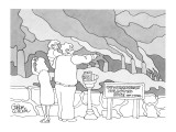 Family at lookout point with sign that reads, 'Outstandingly Polluted Site… - New Yorker Cartoon Premium Giclee Print by Gahan Wilson