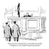 "Since you have already been convicted by the media, I imagine we can wrap…" - New Yorker Cartoon Premium Giclee Print by Mischa Richter