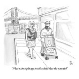 "What's the right age to tell a child that she's ironic?" - New Yorker Cartoon Premium Giclee Print by Paul Noth