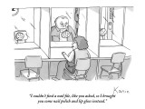 "I couldn't find a nail file, like you asked, so I brought you some nail p…" - New Yorker Cartoon Premium Giclee Print by Zachary Kanin
