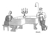 Piano player with roadie ready to extinguish the candles on the piano. - New Yorker Cartoon Premium Giclee Print by Jack Ziegler