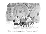 "Please let me through, gentlemen.  I'm a dental hygienist." - New Yorker Cartoon Premium Giclee Print by Danny Shanahan