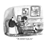 " 'Au contraire' to you, too." - New Yorker Cartoon Premium Giclee Print by Victoria Roberts