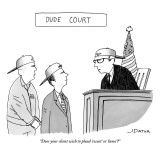 "Does your client wish to plead 'sweet' or 'lame'?" - New Yorker Cartoon Premium Giclee Print by Joe Dator