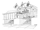 A grand institution with a large toaster statue in front has three flag, r…" - New Yorker Cartoon Premium Giclee Print by Jack Ziegler