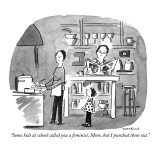 "Some kids at school called you a feminist, Mom, but I punched them out." - New Yorker Cartoon Premium Giclee Print by Liza Donnelly