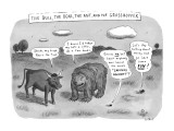 "The Bull, the Bear, the Ant, and the Grasshopper" - New Yorker Cartoon Premium Giclee Print by Roz Chast