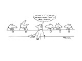 Wolves in bar; one has started howling and the human bartender thinks, "Oh…" - New Yorker Cartoon Premium Giclee Print by Charles Barsotti