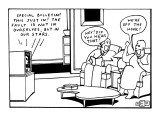 Man and woman watching television.  Announcer says, "Special Bulletin! Thi…" - New Yorker Cartoon Premium Giclee Print by Bruce Eric Kaplan