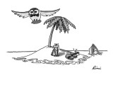 The owl flies off, leaving the pussycat on a desert island with the broken… - New Yorker Cartoon Premium Giclee Print by J.P. Rini
