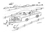 Sign on back of car. - New Yorker Cartoon Premium Giclee Print by Michael Maslin