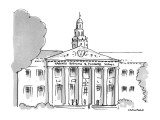 Large  building with title "Harvard Business & Pleasure School". - New Yorker Cartoon Premium Giclee Print by Michael Crawford