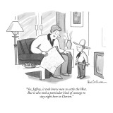 "Yes, Jeffrey, it took brave men to settle the West.  But it also took a p…" - New Yorker Cartoon Premium Giclee Print by Leo Cullum