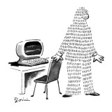 Man steps away from computer terminal; he's been converted into a series o… - New Yorker Cartoon Premium Giclee Print by Eldon Dedini