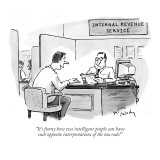 "It's funny how two intelligent people can have such opposite interpretati…" - New Yorker Cartoon Premium Giclee Print by Mike Twohy