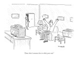 "Dear, there's someone here to collect your soul." - New Yorker Cartoon Premium Giclee Print by Robert Mankoff