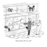 "Do you have this in a cat?" - New Yorker Cartoon Premium Giclee Print by Victoria Roberts