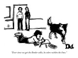 "Ever since we got the Border collie, he colors within the lines." - New Yorker Cartoon Premium Giclee Print by Drew Dernavich