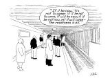 Passenger waiting in subway station, thinks of Hamlet line, "If it be now,…" - New Yorker Cartoon Premium Giclee Print by Tom Kleh