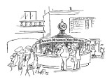 Information desk at train station has names of Internet search engines. Al… - New Yorker Cartoon Premium Giclee Print by Sidney Harris