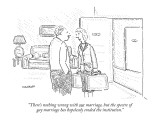 "There's nothing wrong with our marriage, but the spectre of gay marriage …" - New Yorker Cartoon Premium Giclee Print by Robert Mankoff