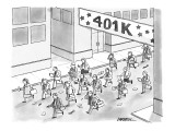 Businessmen and women walking a street race called the 401K. - New Yorker Cartoon Premium Giclee Print by C. Covert Darbyshire