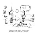 "They say we can go there for Thanksgiving or they can cut us out of the w…" - New Yorker Cartoon Premium Giclee Print by David Sipress