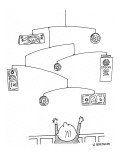 Baby reaches for mobile above crib that is adorned with stocks, bonds, dol… - New Yorker Cartoon Premium Giclee Print by Wayne Bressler