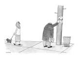 A headless man hangs posters for his own lost head. - New Yorker Cartoon Premium Giclee Print by Jason Patterson