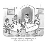 "We've been victorious in many battles, and yet helmet hair remains our fi…" - New Yorker Cartoon Premium Giclee Print by C. Covert Darbyshire