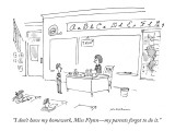 "I don't have my homework, Miss Flynn—my parents forgot to do it." - New Yorker Cartoon Premium Giclee Print by Michael Maslin