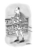 Man in a bookstore wearing only his underwear, reading a book titled, 'Who… - New Yorker Cartoon Premium Giclee Print by C. Covert Darbyshire
