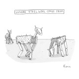 Title "Where Steel Wool comes from". Robot sheep. - New Yorker Cartoon Premium Giclee Print by Zachary Kanin