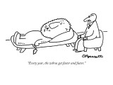 "Every year, the zebras get faster and faster." - New Yorker Cartoon Premium Giclee Print by Charles Barsotti