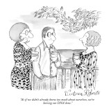 "As if we didn't already know too much about ourselves, we're having our D…" - New Yorker Cartoon Premium Giclee Print by Victoria Roberts