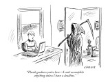 "Thank goodness you're here—I can't accomplish anything unless I have a de… Premium Giclee Print by David Sipress