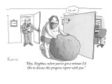 "Hey, Sisyphus, when you've got a minute I'd like to discuss this progress…" - New Yorker Cartoon Premium Giclee Print by Zachary Kanin