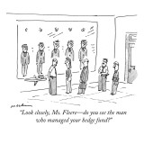 "Look closely, Ms. Fleere—do you see the man who managed your hedge fund?" - New Yorker Cartoon Premium Giclee Print by Michael Maslin