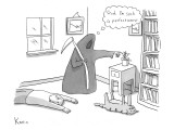 After killing a man and his cat, Death stops to kill a little plant as he …" - New Yorker Cartoon Premium Giclee Print by Zachary Kanin