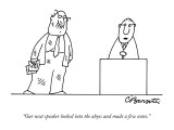 "Our next speaker looked into the abyss and made a few notes." - New Yorker Cartoon Premium Giclee Print by Charles Barsotti