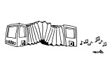 A bus is an accordion.  Musical notes come out the back. - New Yorker Cartoon Premium Giclee Print by Ariel Molvig