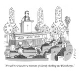 "We will now observe a moment of silently checking our BlackBerrys." - New Yorker Cartoon Premium Giclee Print by Joe Dator