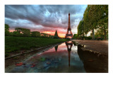 Reflections on the Eiffel Tower Premium Photographic Print by Trey Ratcliff