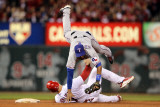 Texas Rangers v St Louis Cardinals, St Louis, MO - Oct. 27: Elvis Andrus and Matt Holliday Photographic Print by Jamie Squire