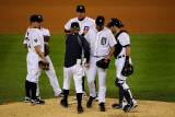 Texas Rangers v Detroit Tigers - Playoffs Game Five, Detroit, MI - October 13: Justin Verlander Photographic Print by Kevork Djansezian
