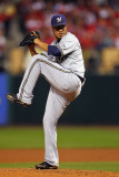 Milwaukee Brewers v St. Louis Cardinals - Game Three, St Louis, MO - October 12: Yovani Gallardo Photographic Print by Dilip Vishwanat