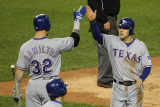 Texas Rangers v Detroit Tigers - Game Four, Detroit, MI - October 12: Ian Kinsler and Josh Hamilton Photographic Print by Leon Halip